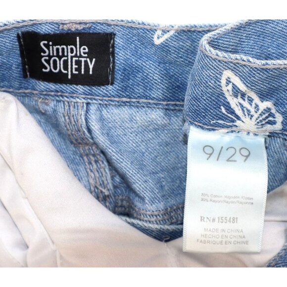 Simple Society Butterfly Jeans Baggy High Rise Print Y2K Soft Girl Coquette - Picture 9 of 12